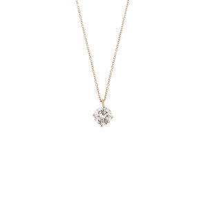 Collana maglia rolò in oro rosa 18 kt con ciondolo punto luce a griffe con diamante taglio brillante da 1.13 ct Colore H Purezza SI1, certificato gemmologico AIG Milan.