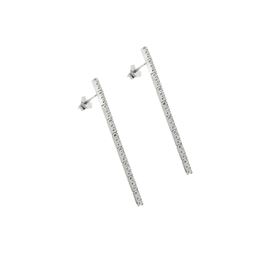 orecchini oro bianco con diamanti pendenti linea luminosa